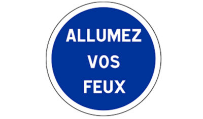 Panneau obligation allumez feux