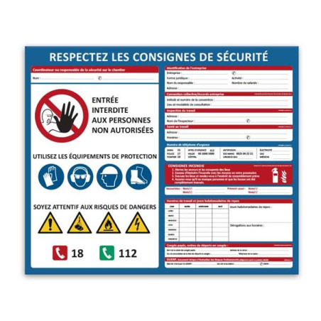 Affichage Code du travail pour les chantiers