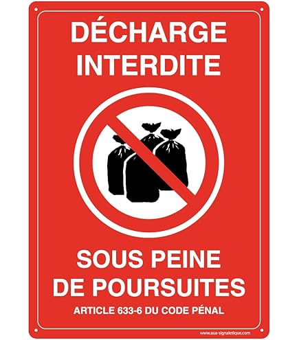 Panneau interdiction de dépôt des ordures