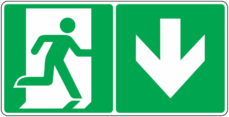 Pictogramme sortie de secours flèche bas