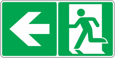sortie-secours-fleche-gauche Pictogramme Flèche Gauche