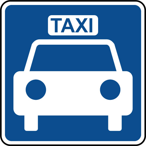 Panneau routier indiquant une station de taxis.