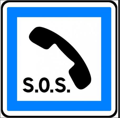 Panneau de signalisation indiquant un téléphone d’urgence.